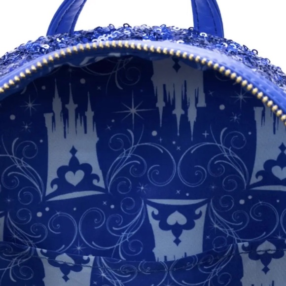 Loungefly Disney Cinderella Castle Snow Globe Sequin Backpack​ - Picture 3 of 3